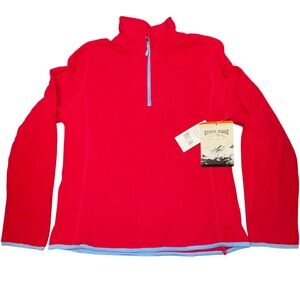 Rustic Ridge Womens Large Raspberry Pink Fleece Quarter Zip Pullover Waffle Knit